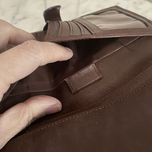 Vintage Ralph Lauren Womens Wallet Houndstooth Brown Leather Card Holder ID - Picture 7 of 9